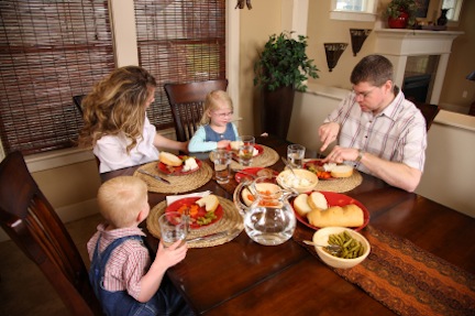 Family having dinner together